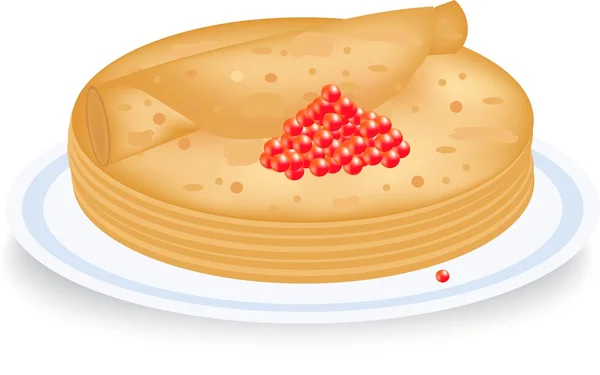Tortitas con caviar — Vector de stock