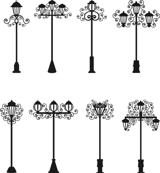 Lamps a vector of black color, street lighting, — Stock Vector