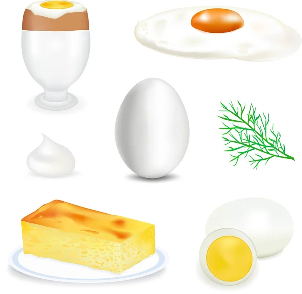 Természetes fehér tojás, egészséges táplálkozás, elszigetelt élelmiszeripari termék, — Stock Vector