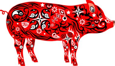 domuz kırmızı illüstrasyon