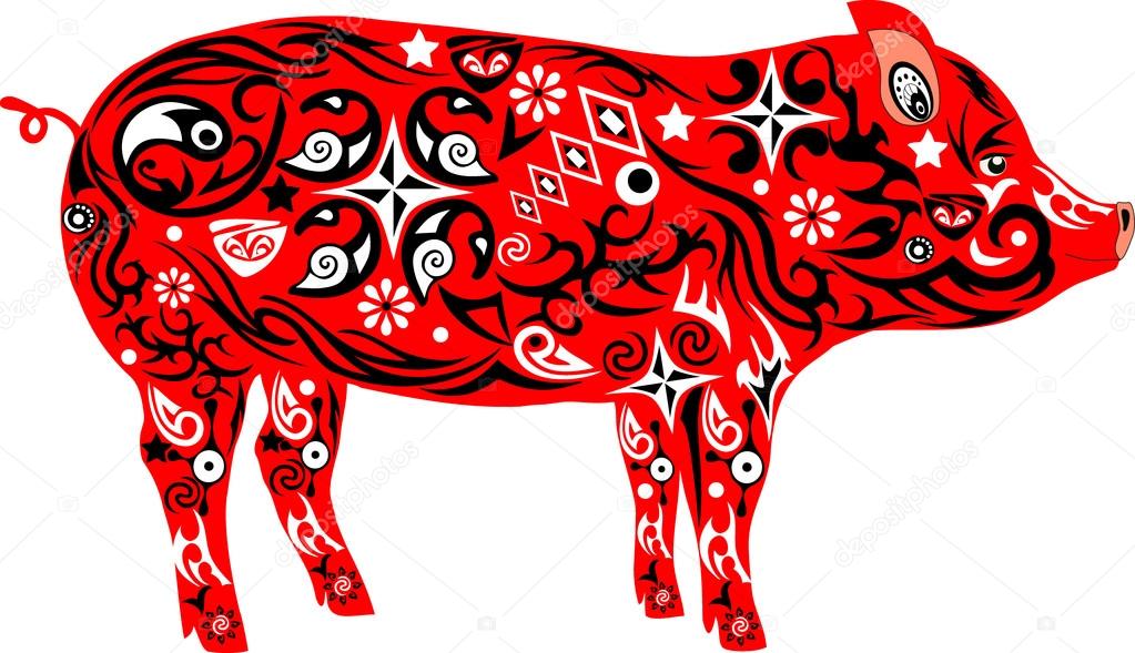 pig red illustration