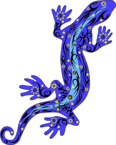 Lagarto ilustración azul — Vector de stock