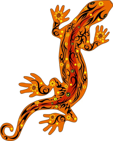 El lagarto con el patrón en la espalda , — Vector de stock