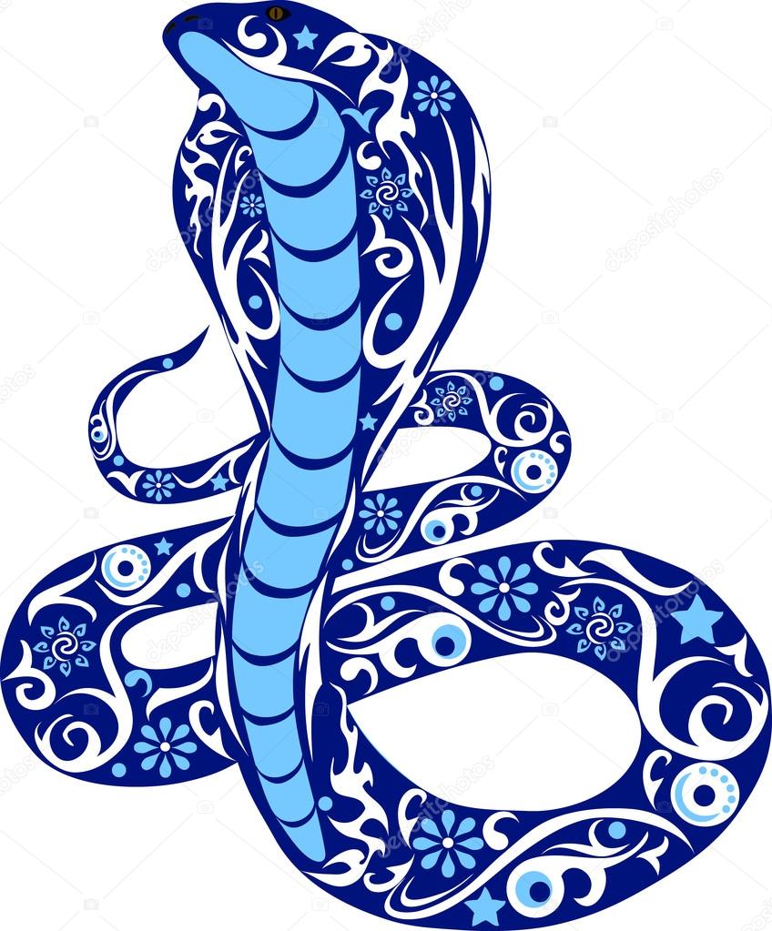 Blue Cobra Snake Cartoon Icon Vector Illustration Stock