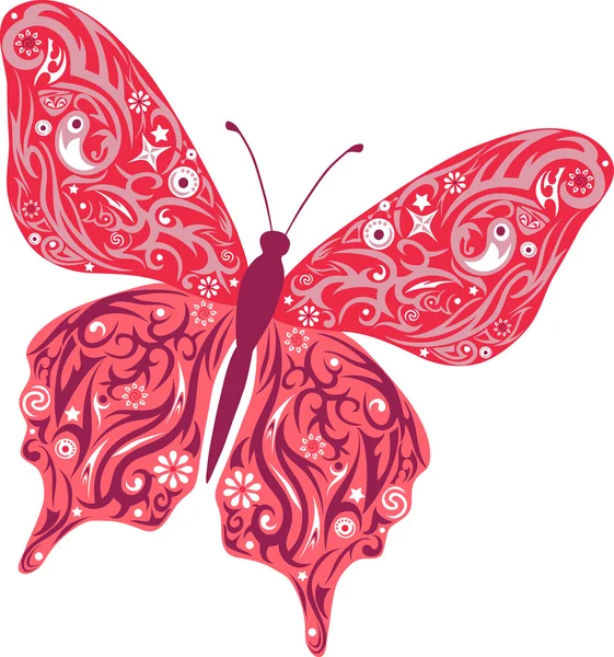 Mariposa vector rosa — Vector de stock