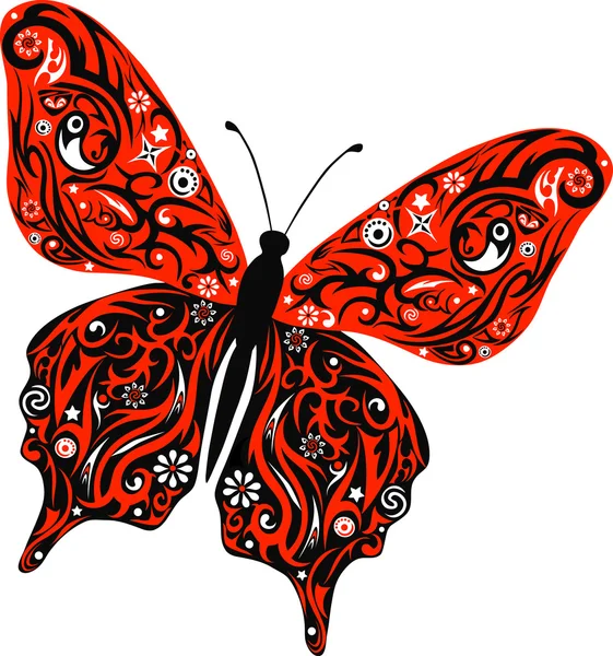 Mariposa vector rojo — Vector de stock