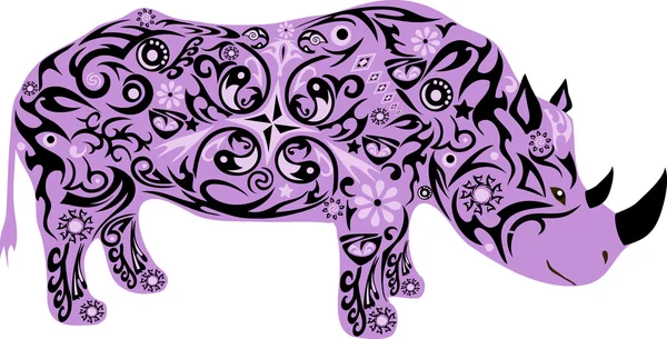 Rinoceronte vector lila — Vector de stock