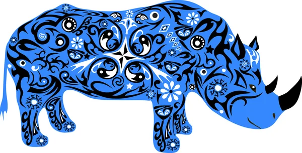 Rhinoceros blue vector — Stock Vector