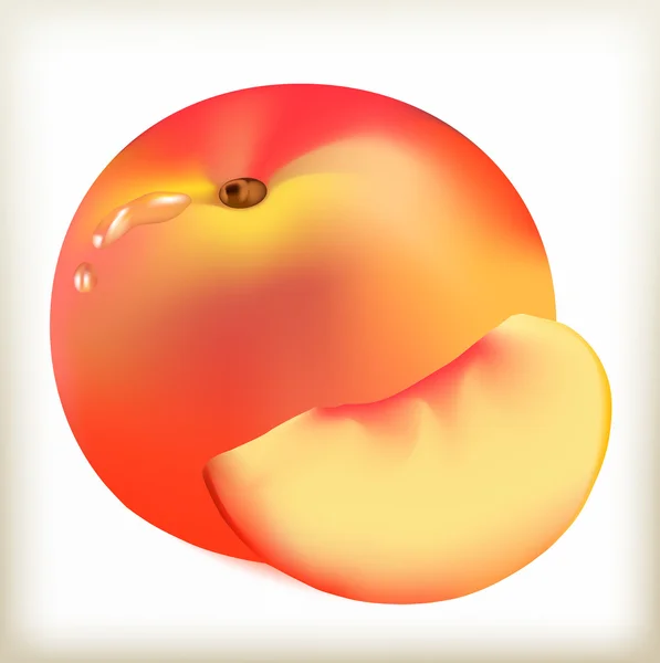 桃のフルーツ ベクトル — ストックベクタ