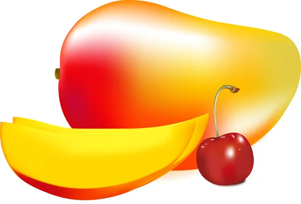: mango en cherry vector — Stockvector