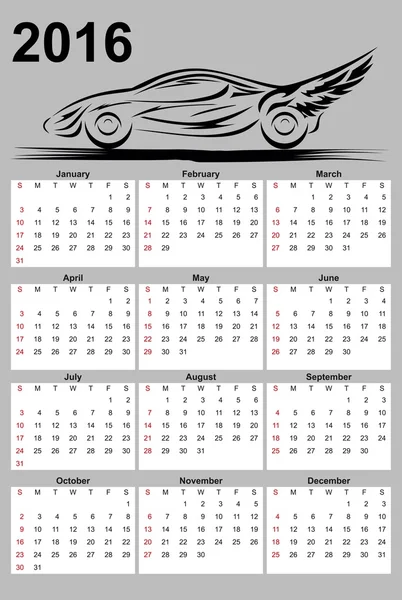Календарь с автомобилем — стоковый вектор