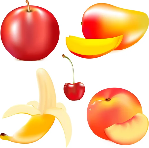 Frutto succoso maturo, mela matura rossa , — Vettoriale Stock