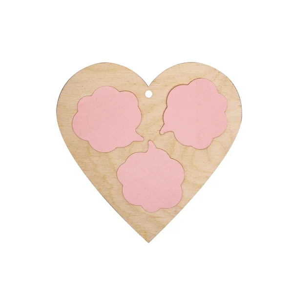 Wooden heart with stickers. — Stock Photo, Image