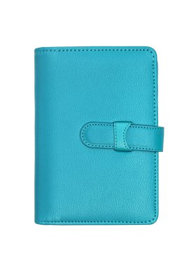 Mavi defter üzerinde beyaz izole