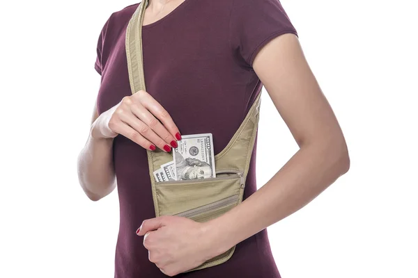 Τσάντα ταξιδιού για τα χρήματα. — Φωτογραφία Αρχείου