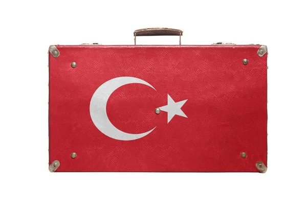 Sac de voyage vintage avec drapeau de Turquie . — Photo