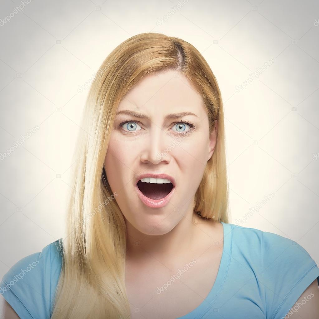 Shocked blonde lady 