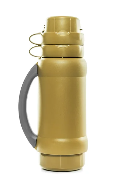 A garrafa térmica dourada . — Fotografia de Stock