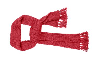 Kırmızı örgü fular izole.