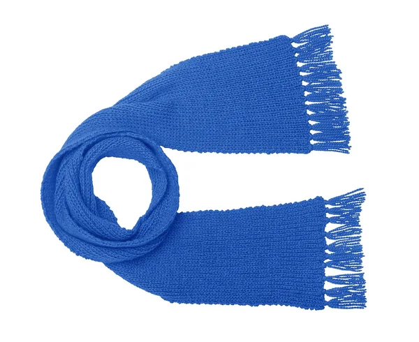 Blauwe gebreide sjaal isoleren. — Stockfoto