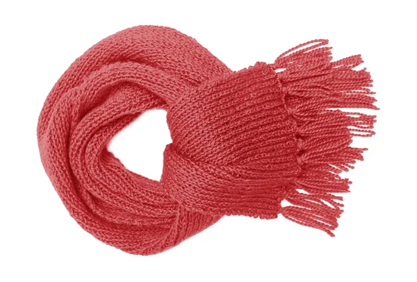 Écharpe tricotée rouge isoler . — Photo