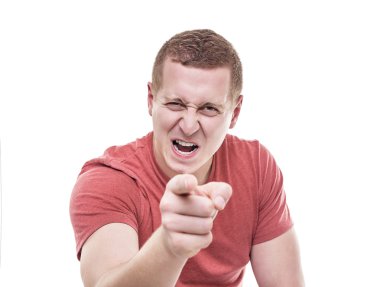 Adamın parmağını tehditkar bir şekilde Puan.