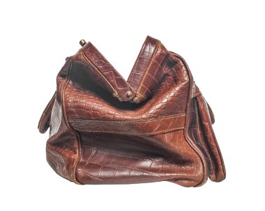 Açık deri çanta seyahat için.