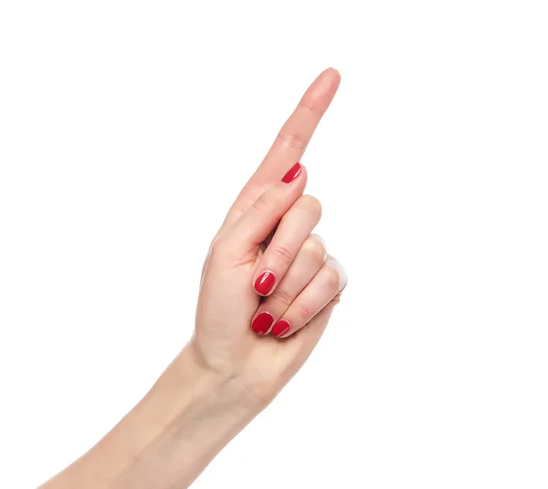 Weiblicher Finger nach oben gehoben — Stockfoto