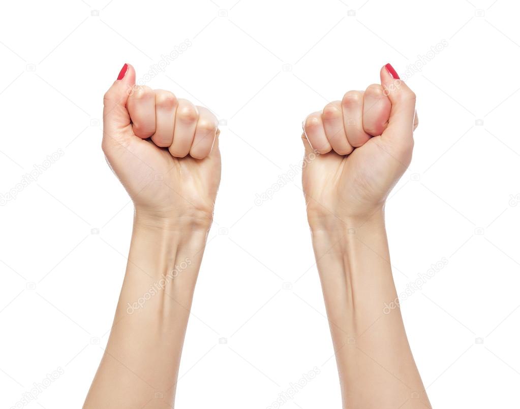 Womens hands. Two fist.