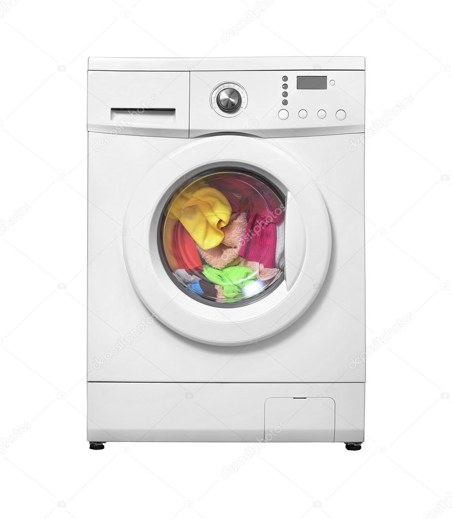 Washing machine with laundry.
