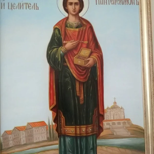 Wielki Święty Męczennik Panteleimon Nowy Rok 2021 Obraz Olejny Portret — Zdjęcie stockowe