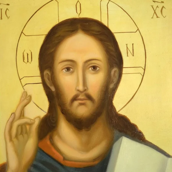 Jézus Krisztus Portré 2021 Yaer Olajfestmény Ikon Töredék — Stock Fotó