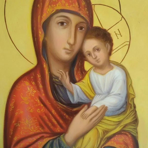 Icon Virgin Kiev Holy Mary Baby Jesus New 2021 Yaer — Stock Photo, Image