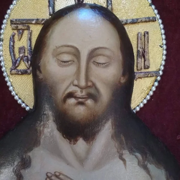 Jesucristo Santo Sudario Cristo Arte Del Siglo Xix Pintura Óleo — Foto de Stock