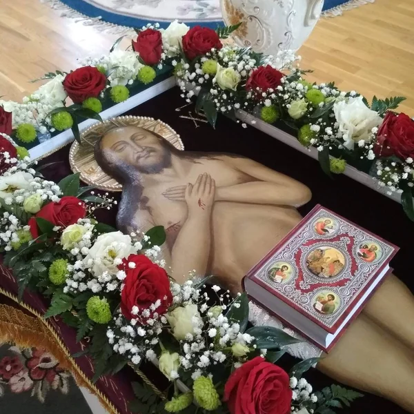 İsa 'nın kutsal kefeni, çiçek, 19. yüzyıl sanatı, yağlı boya resim