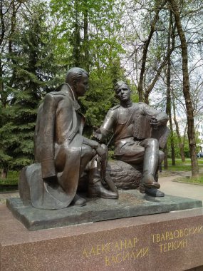 Şair Alexander Tvardovsky, edebiyat karakteri Vasily Terkin, dökme demir döküm, Smolensk, 20. yüzyıl sanatı
