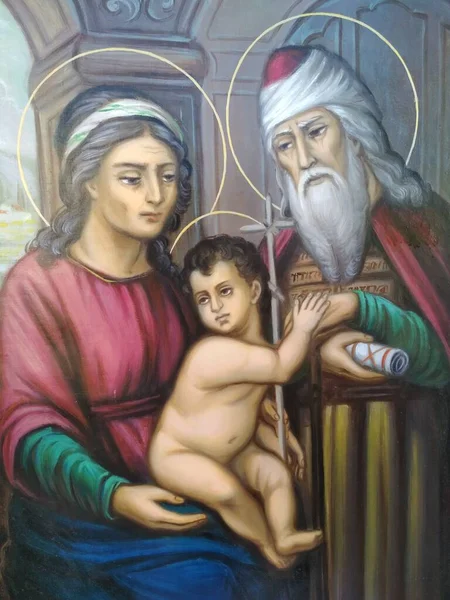 Infant John Baptist Righteous Elizabeth Zachary New 2021 Yaer Oil — Stock Photo, Image