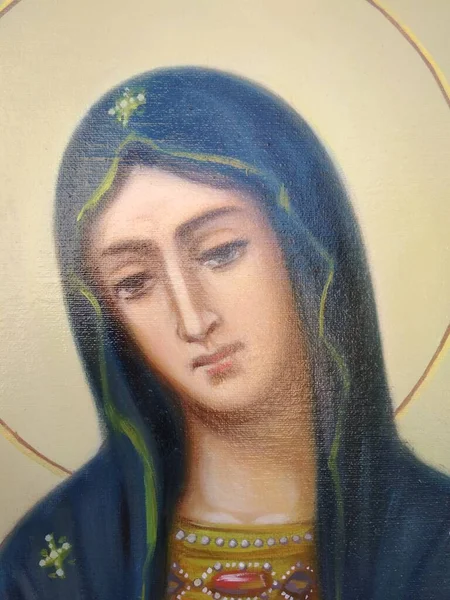 Icon Virgin Kaluga Holy Mary New 2021 Yaer Oil Painting — Stock Photo, Image