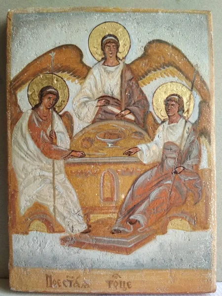 Eski Ahit Üçlemesi, üç melek, yeni 2021 yaer, Smolensk, yağlı boya tablo.