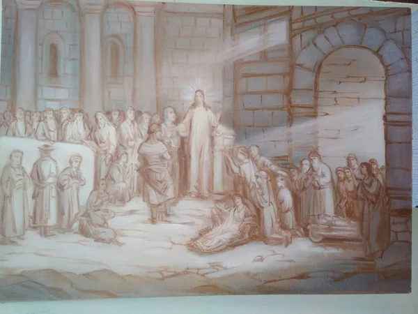 İsa hastaları iyileştirir, Rembrandt tablosuna dayanarak, yeni 2021 yaer, yağlı boya tablosu, Smolensk