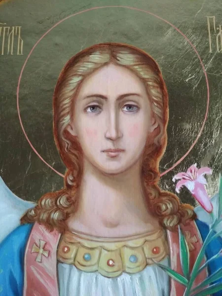 Rus ikonu, Başmelek Gabriel, yeni 2021 Yer, Smolensk, yağlı boya tablo., 