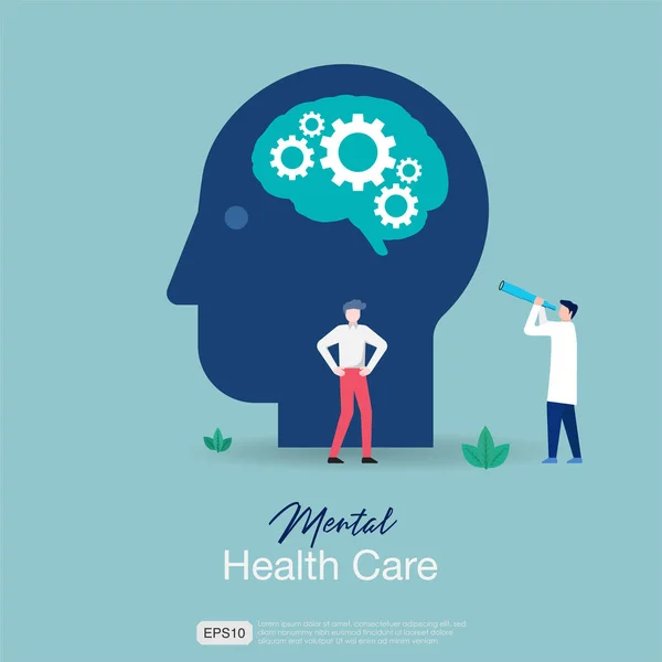 Salud Mental Tratamiento Médico Vector Ilustración Médico Especialista Trabajan Juntos — Vector de stock