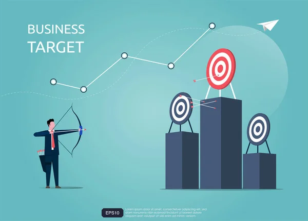 Businessman Aiming Target Arrow Focus Target Vector Illustration — Vector de stock