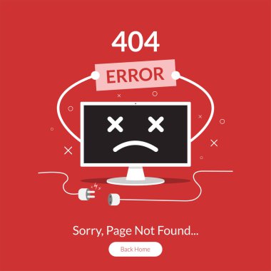 404 error web template with funny computer symbol vector illustration