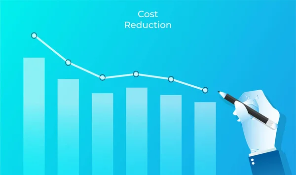Cost Reduction Design Concept Businessman Drawing Graph Bar Chart Pencil — Vector de stock