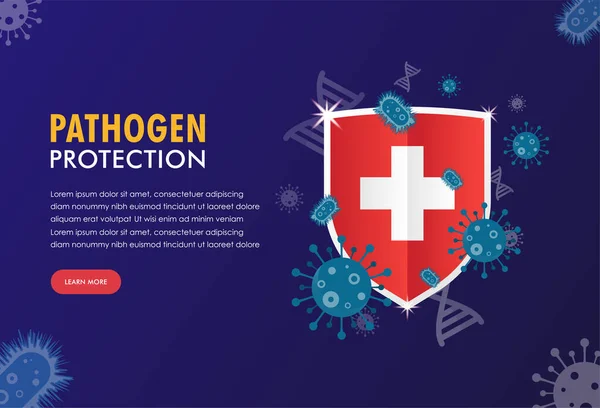 Pathogen Illustration Concept Health Protection Shield Symbol Virus Bacteria Causes — Stockový vektor