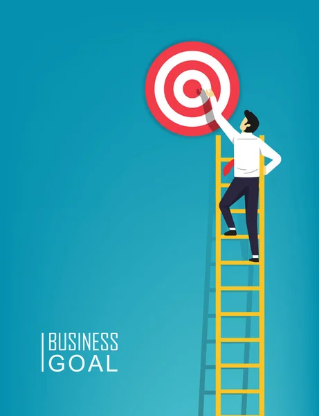 Businessman Character Climbing Ladder Aim Target Symbol Illustration Step Step — Stock vektor
