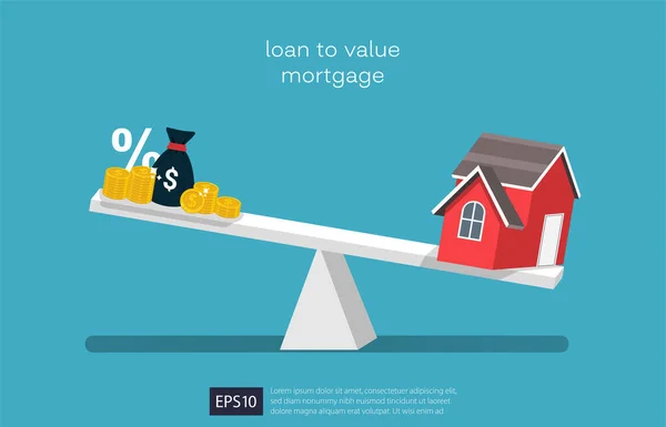 Loan Value Ratio Design Concept Mortgage Measures Vector Illustration — ストックベクタ