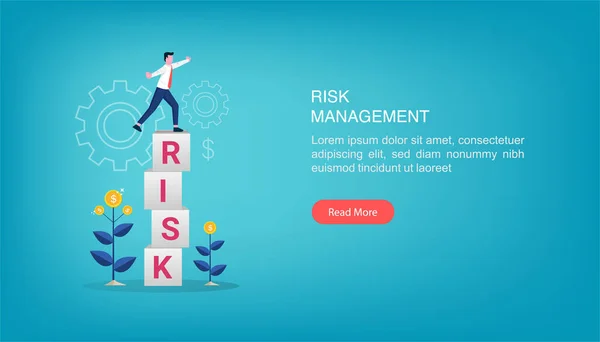 Landing Page Template Risk Management Vector Illustration — Stock vektor