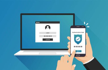 Kimlik doğrulama güvenlik konsepti vektör çizimi. Kimlik doğrulama tasarımı.